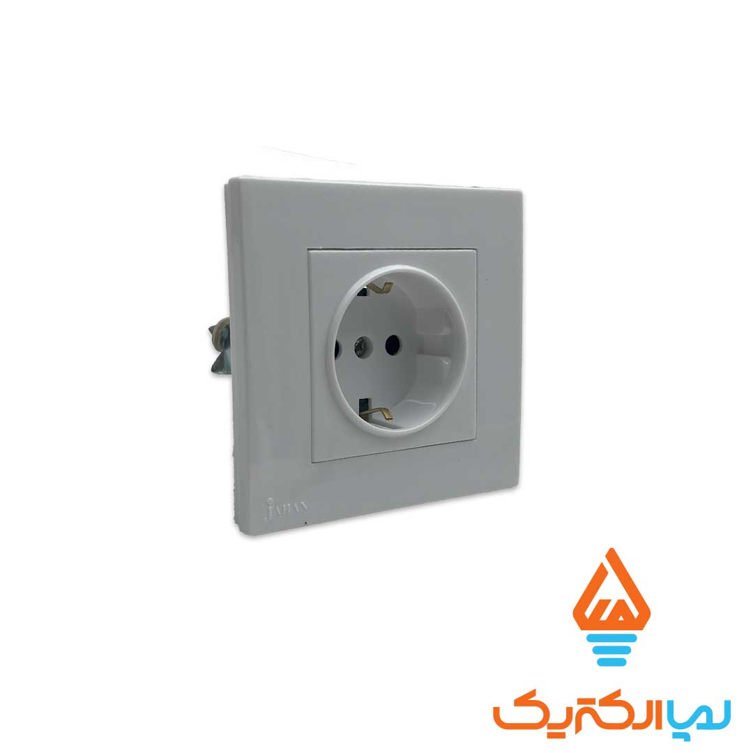 پریز ارت کارن سفید جهان الکتریک 2 پریز ارت دار محافظ دار جهان الکتریک مدل کارن رنگ سفید - Image 2