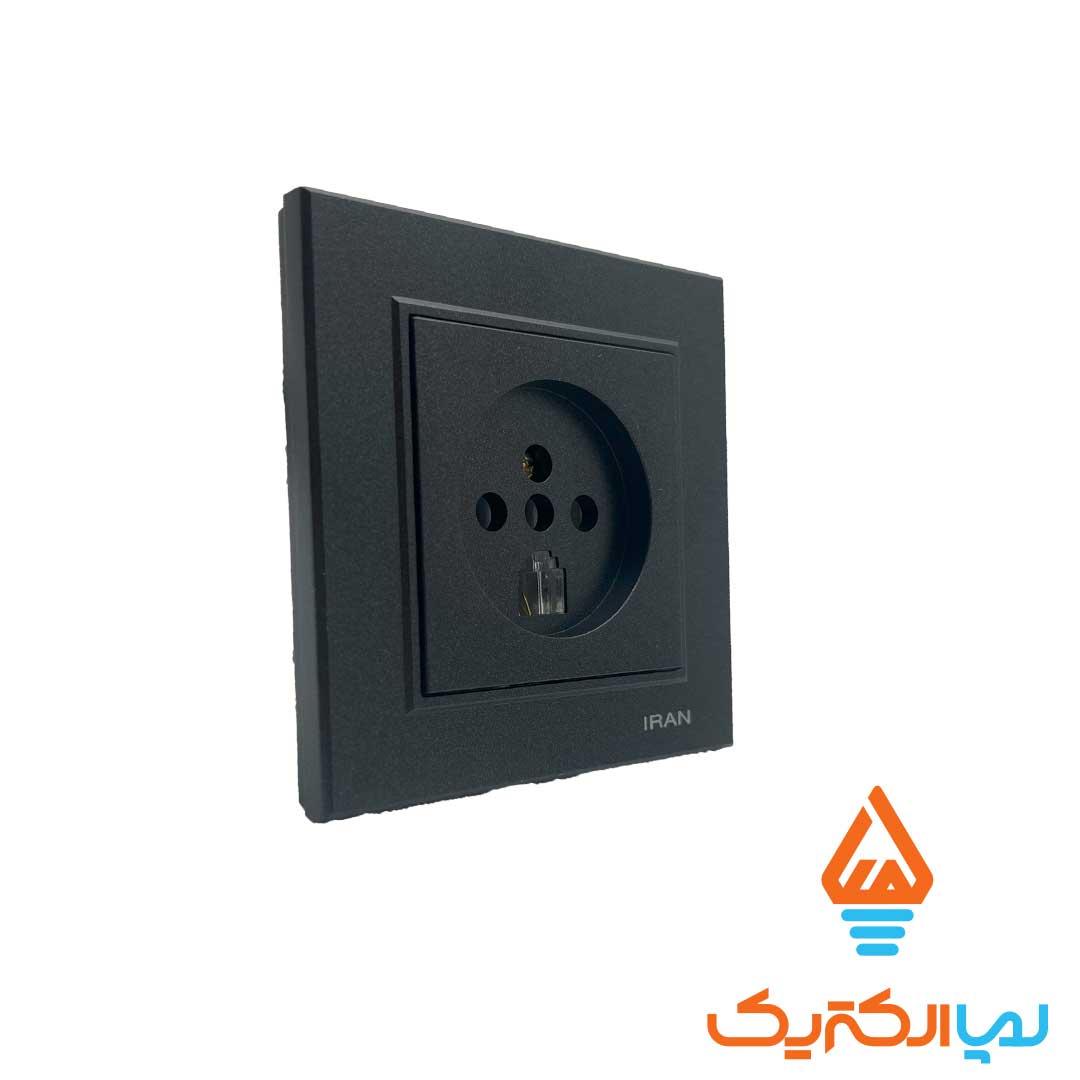 پریز تلفن برلیان مشکی مات ایران 2 پریز تلفن برلیان ایران الکتریک - Image 2