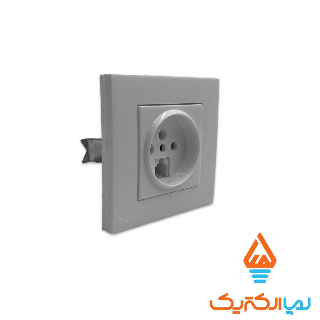 پریزتلفن کارن سفید جهان الکتریک 2 کلید و پریز کارن سفید جهان الکتریک - پریز تلفن - Image 2