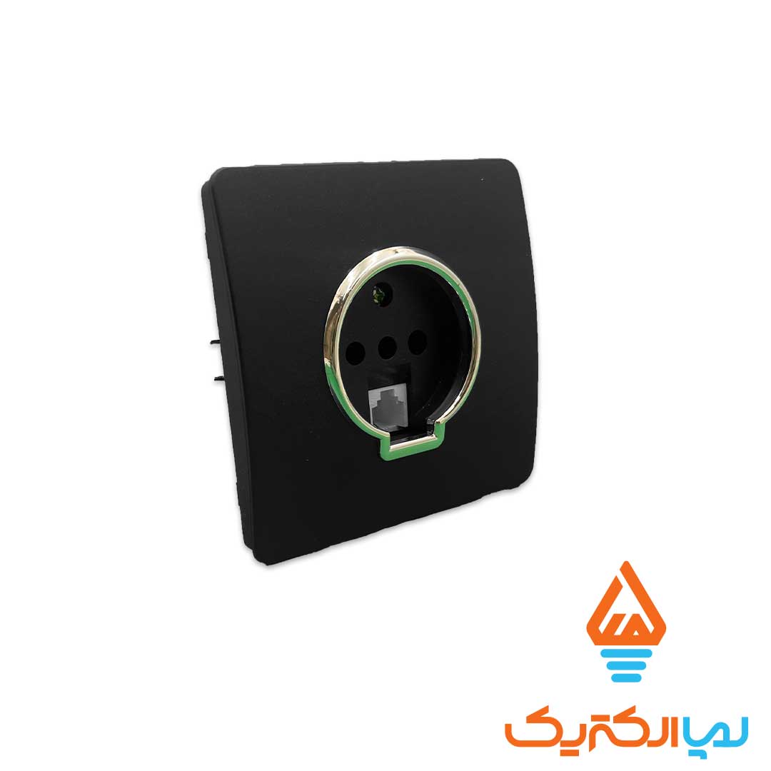 تلفن کریستال مشکی طلایی آسیا الکتریک 2 1 پریز تلفن کریستال آسیا الکتریک - Image 3