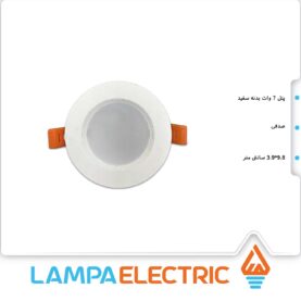 پنل سقفی توکار 7 وات بدنه سفید مانی نور