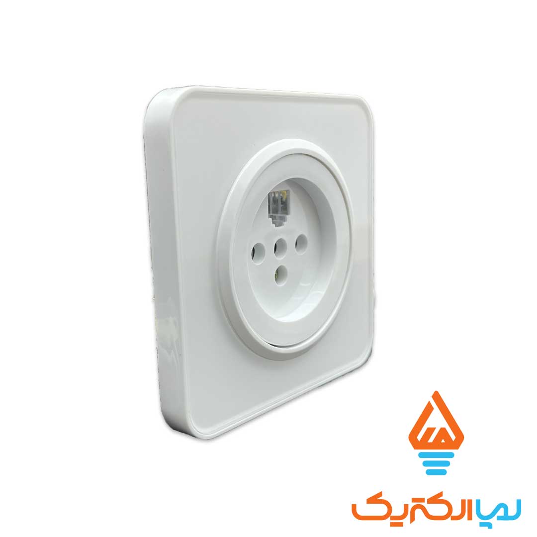 تلفن سفید اسپیناس 1 پریز تلفن اسپیناس ایران الکتریک - Image 3