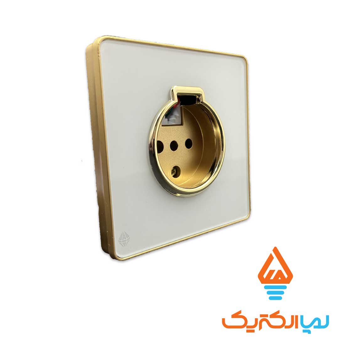 تلفن یاقوت سفید طلایی آُسیا 2 کلید و پریز یاقوت آسیا الکتریک - پریز تلفن - Image 3