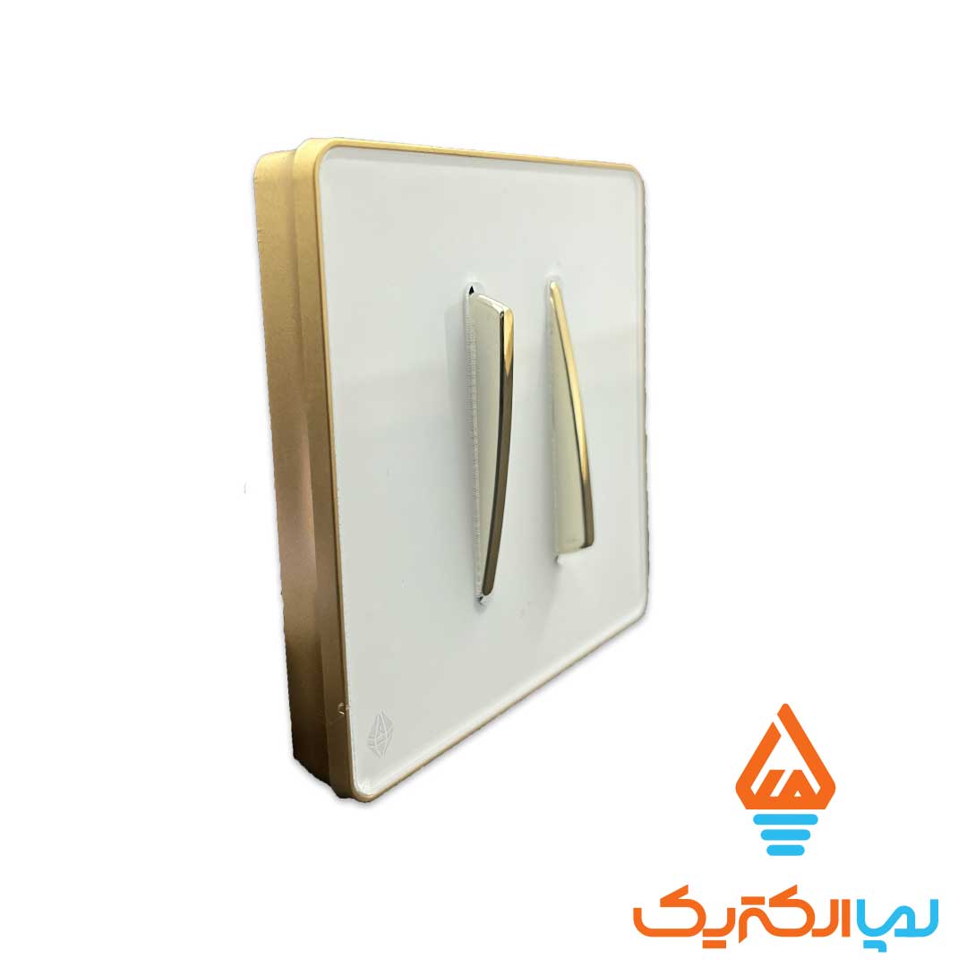 دوپل یاقوت سفید طلایی آُسیا 2 کلید و پریز یاقوت آسیا الکتریک - کلید دو پل - Image 2