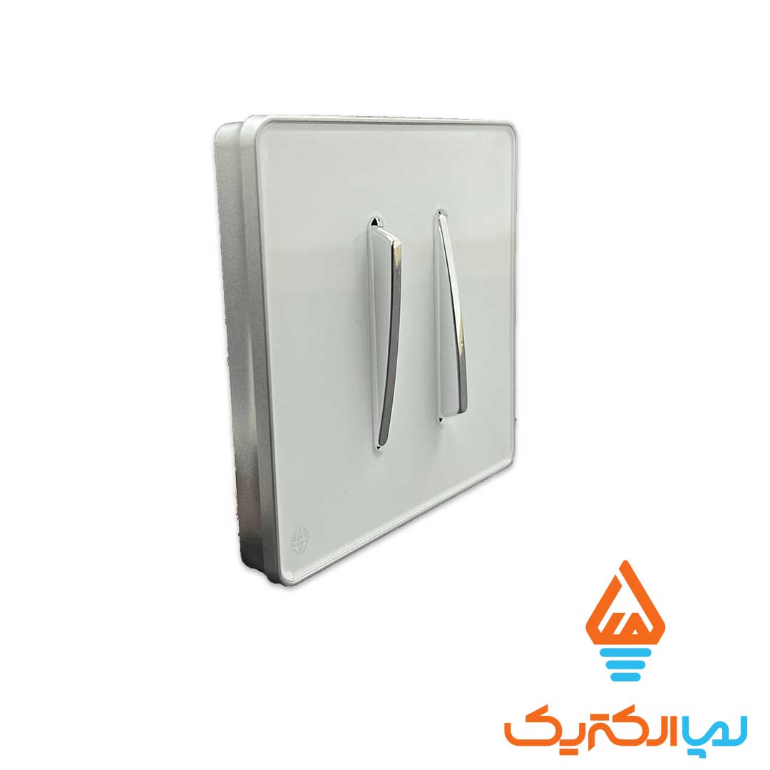 دوپل یاقوت سفید نقره ای آُسیا 2 کلید و پریز یاقوت آسیا الکتریک - کلید دو پل - Image 3